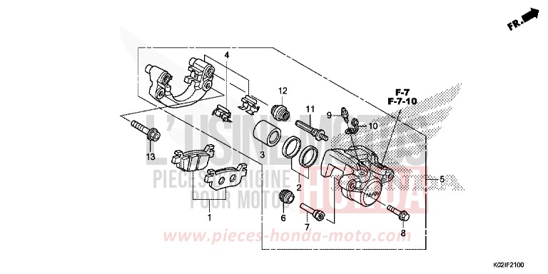 REAR BRAKE CALIPER for SH150 PEARL SIENA RED (R320) from 2016