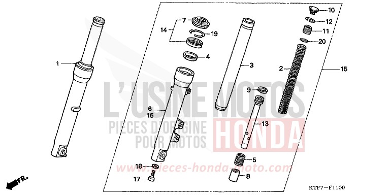 FRONT FORK for SH150i DUNE IVORY (Y194) from 2007