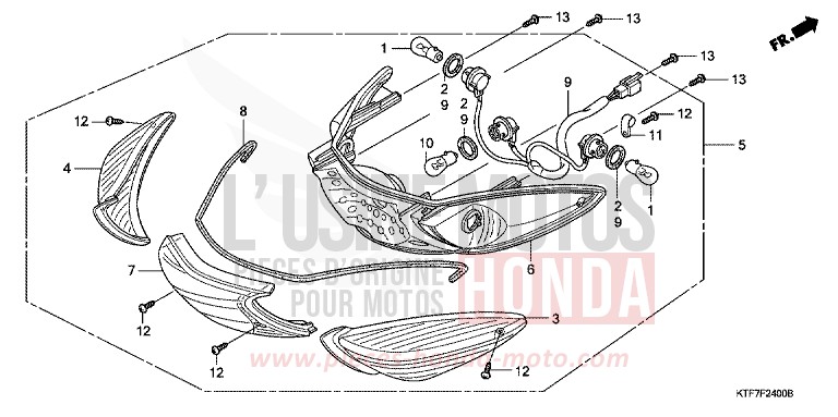 REAR COMBINATION LIGHT for SH150i PEARL MONTANA BLUE (PB351) from 2007