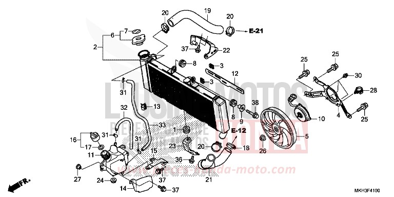 RADIATOR for ADV750 GRAND PRIX RED (R380) from 2018