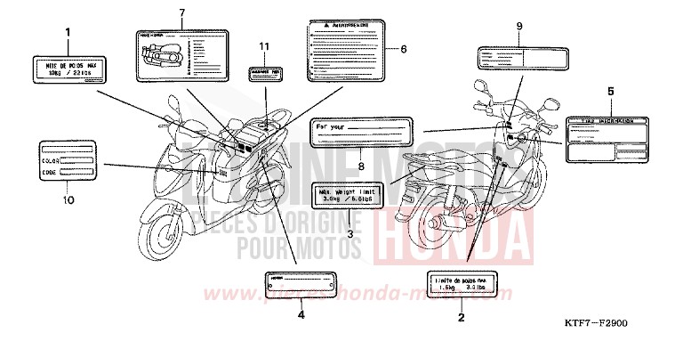 ETIQUETTE DE PRECAUTIONS for SH150i INTERSTELLAR BLACK METALLIC (NHA12) from 2008