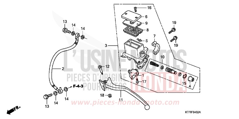 RR. BRAKE MASTER CYLINDER (SH125/R/150/R) for SH150i PEARL COOL WHITE (NHA16) from 2010