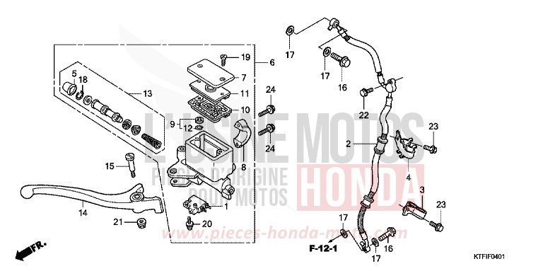 FR. BRAKE MASTER CYLINDER (SH125/R/150/R) for SH150i PEARL MONTANA BLUE (PB351) from 2010