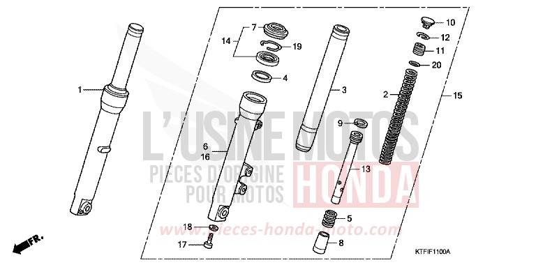 FRONT FORK for SH150i VELVET RED METALLIC (R302) from 2010