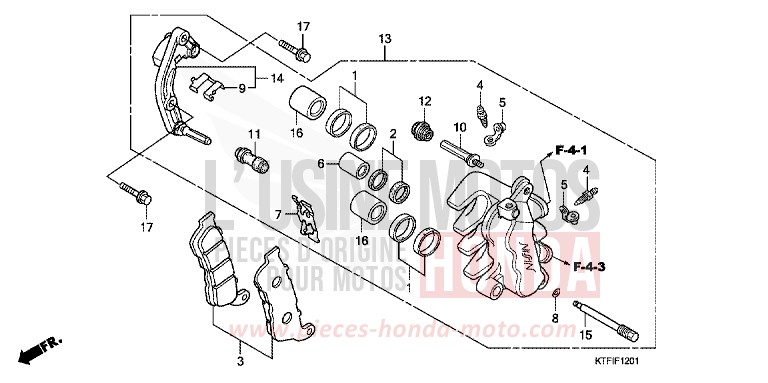 FRONT BRAKE CALIPER (SH125/R/150/R) for SH150i VELVET RED METALLIC (R302) from 2010