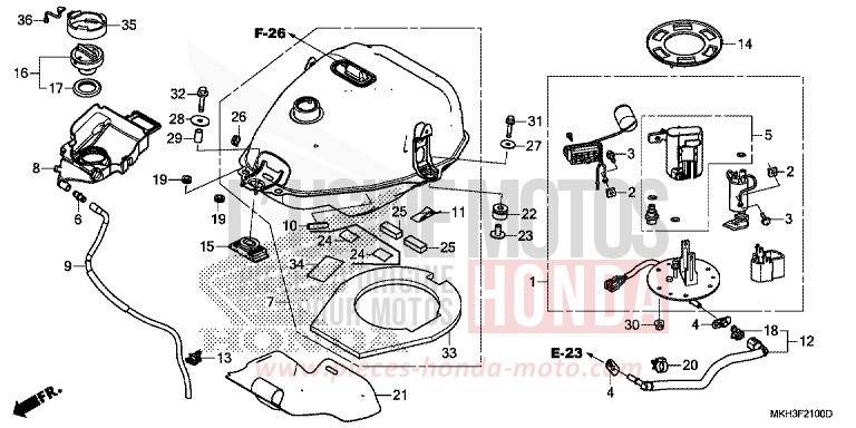 FUEL TANK/FUEL PUMP for ADV750 MAT PEARL GLARE WHITE (NHB54) from 2018