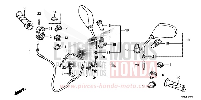 SWITCH/CABLE/MIRROR for SH150i PEARL COOL WHITE (NHA16) from 2013
