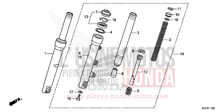 FRONT FORK for SH150i PEARL NIGHTSTAR BLACK (NHA84) from 2013