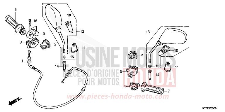 SWITCH/CABLE/MIRROR for SH150i PEARL NIGHTSTAR BLACK (NHA84) from 2011