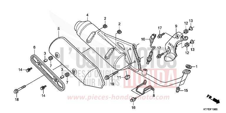 EXHAUST MUFFLER for SH150i PEARL NIGHTSTAR BLACK (NHA84) from 2011