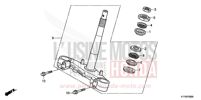 STEERING STEM for SH150i VELVET RED METALLIC (R302) from 2011
