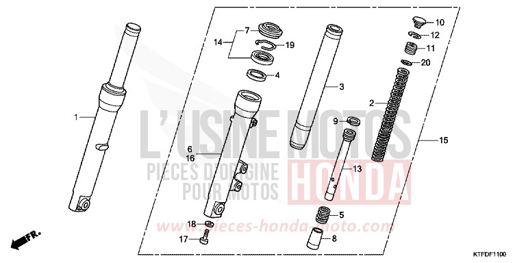 FRONT FORK for SH150i VELVET RED METALLIC (R302) from 2011