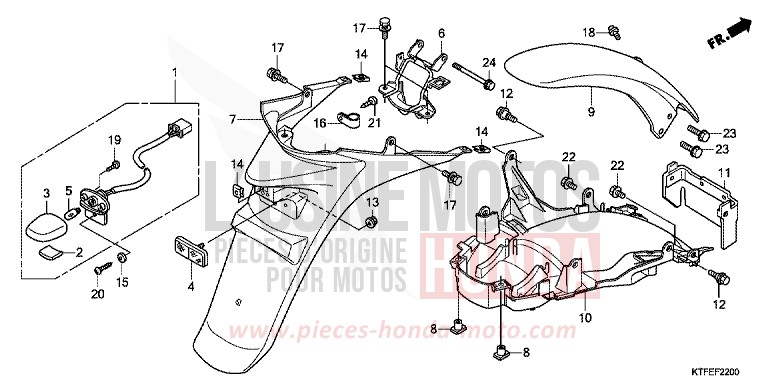 REAR FENDER for SH150i PEARL SIENA RED (R320) from 2012