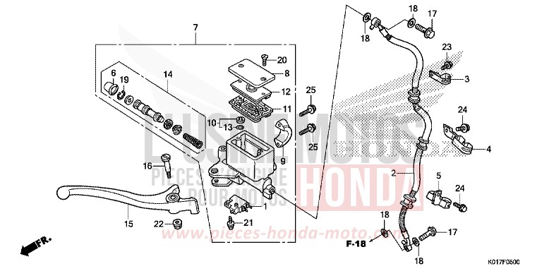 FRONT BRAKE MASTER CYLINDER (SH125,D/SH150,D) for SH150i PEARL COOL WHITE (NHA16) from 2013