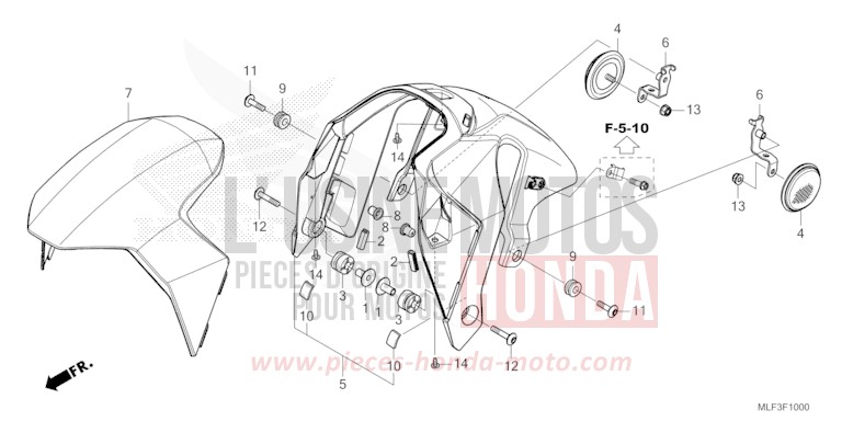 FRONT FENDER for NT1100 MAT JEANS BLUE METALLIC (PB417) from 2024