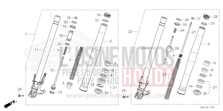 FRONT FORK for NT1100 CANDY CHROMOSPHERE RED (R381) from 2024