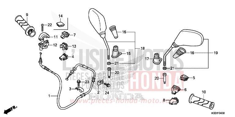 SWITCH/CABLE/MIRROR for SH150AD M00NDUST SILVER METALLIC (NHB29) from 2016