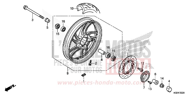 FRONT WHEEL for SH150AD PEARL SIENA RED (R320) from 2016