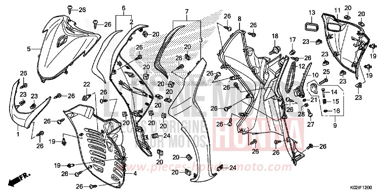 FRONT COVER for SH150AD PEARL COOL WHITE (NHA16) from 2016