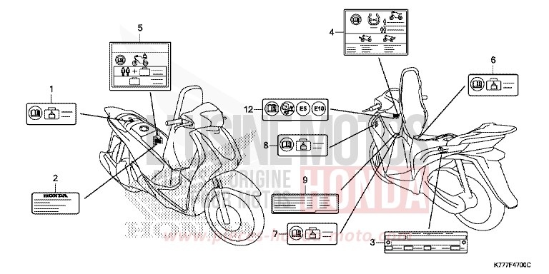 CAUTION LABEL for SH150AD PEARL SPLENDOR RED (R369) from 2019