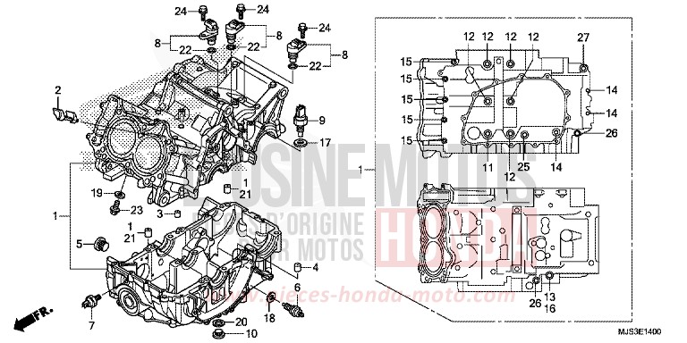 CRANKCASE for NC750J MAT BALLISTIC BLACK METALLIC (NHA86B) from 2017