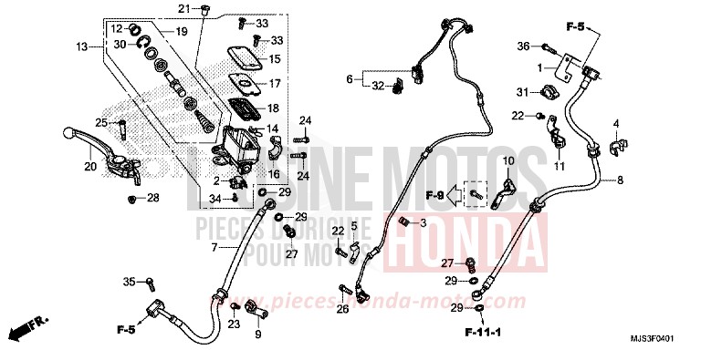 FR. BRAKE MASTER CYLINDER (NC750JH) for NC750J MAT BALLISTIC BLACK METALLIC (NHA86B) from 2017