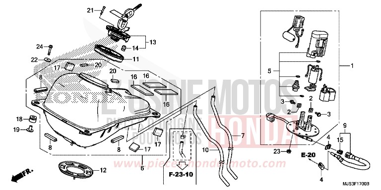 FUEL TANK/FUEL PUMP for NC750J MAT BALLISTIC BLACK METALLIC (NHA86B) from 2017
