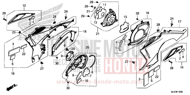 ENGINE COVER/SIDE PANEL for NC750J MAT BALLISTIC BLACK METALLIC (NHA86B) from 2017
