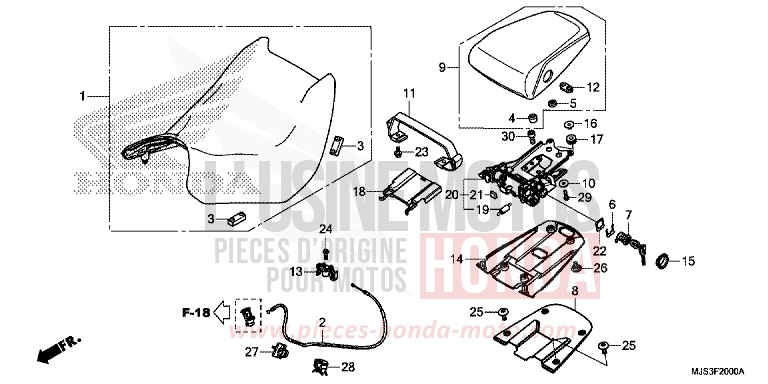 SEAT for NC750J MAT BALLISTIC BLACK METALLIC (NHA86B) from 2017