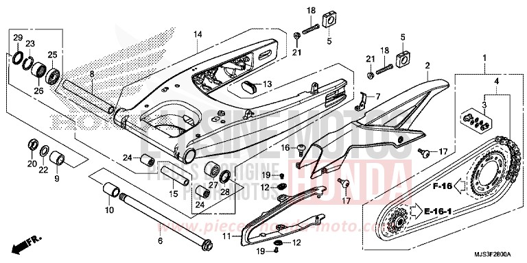SWINGARM for NC750J MAT BALLISTIC BLACK METALLIC (NHA86B) from 2017