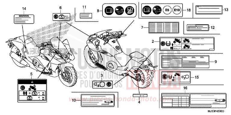 CAUTION LABEL for NC750J MAT BALLISTIC BLACK METALLIC (NHA86B) from 2017