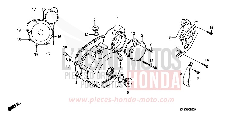 LEFT CRANKCASE COVER for CRF230F EXTREME RED (R292) from 2007