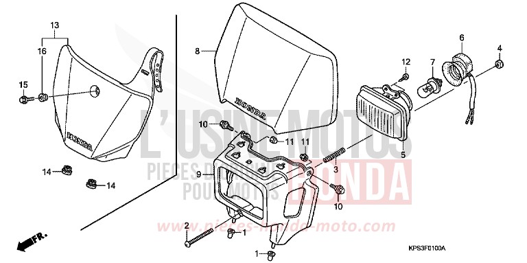 HEADLIGHT for CRF230F EXTREME RED (R292) from 2007