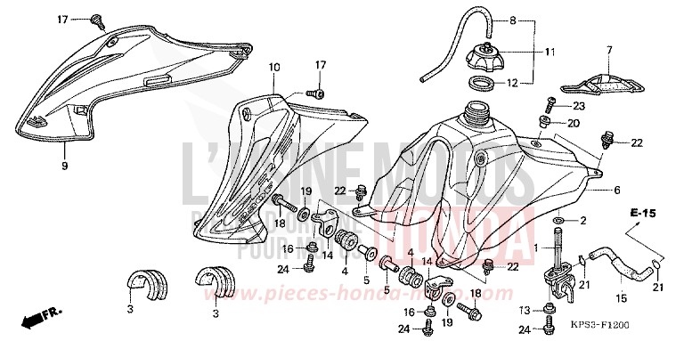 FUEL TANK (CRF230F3/4/5/6/7) for CRF230F EXTREME RED (R292) from 2007