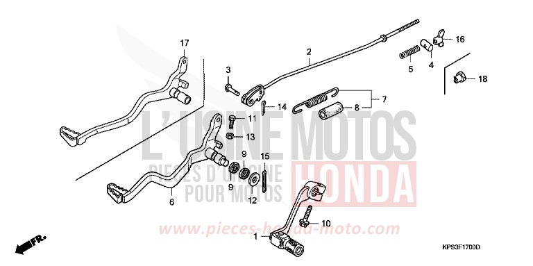 PEDAL for CRF230F EXTREME RED (R292) from 2007