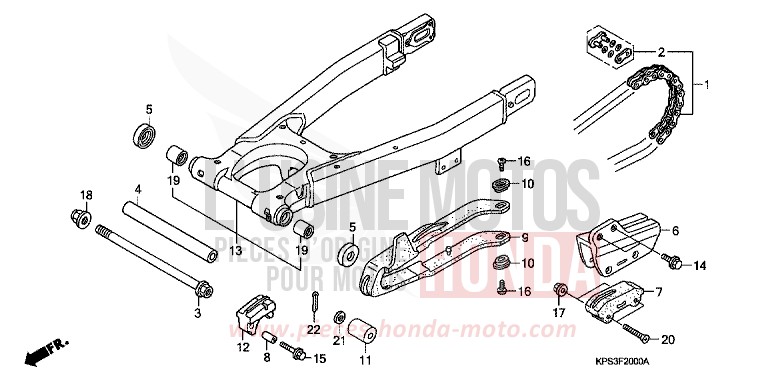 SWINGARM/CHAIN CASE for CRF230F EXTREME RED (R292) from 2007