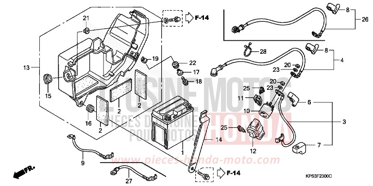 BATTERY for CRF230F EXTREME RED (R292) from 2007