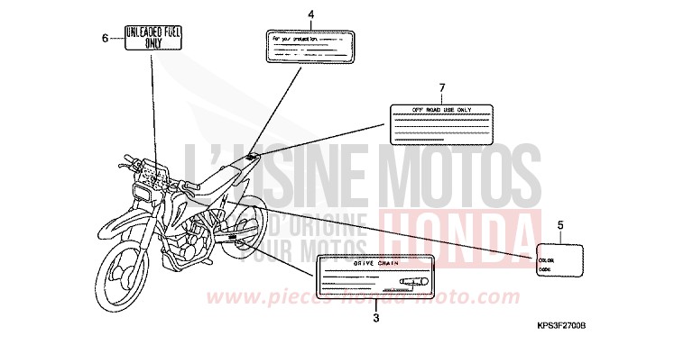 CAUTION LABEL for CRF230F EXTREME RED (R292) from 2007