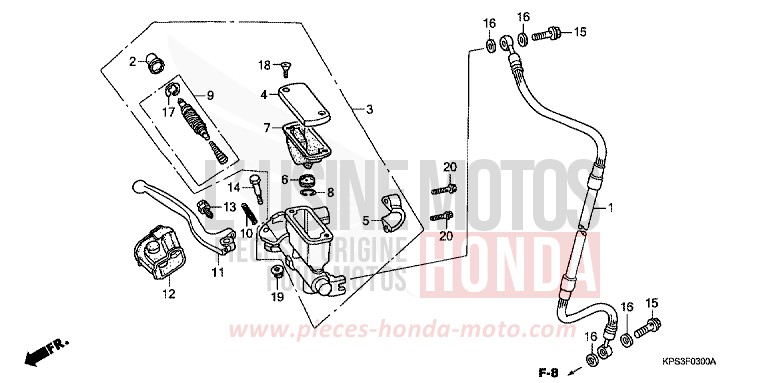 FR. BRAKE MASTER CYLINDER for CRF230F EXTREME RED (R292) from 2008