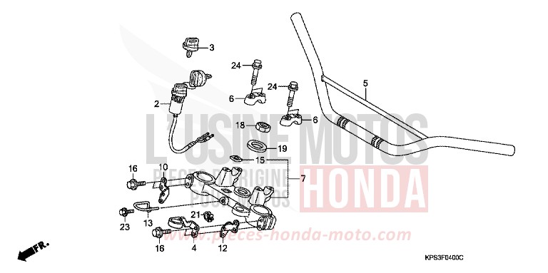 HANDLE PIPE/TOP BRIDGE for CRF230F EXTREME RED (R292) from 2008