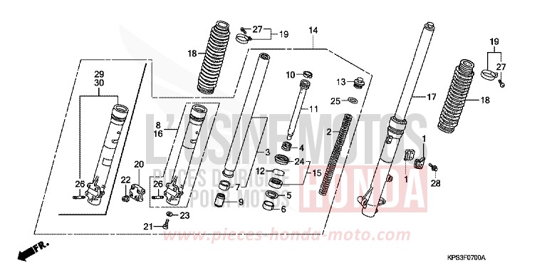 FRONT FORK for CRF230F EXTREME RED (R292) from 2009