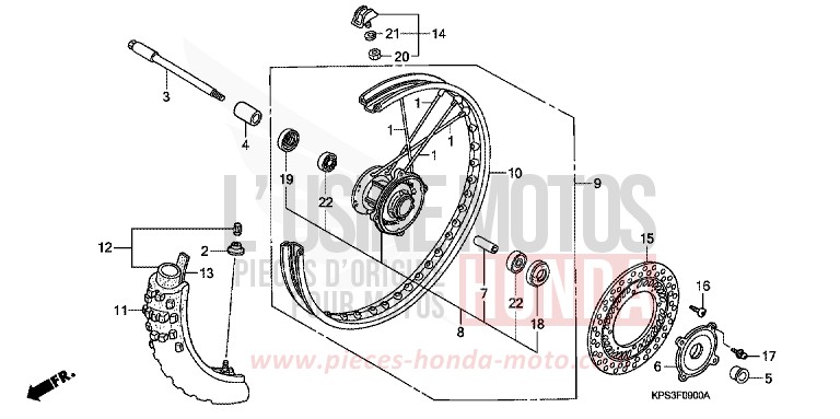 FRONT WHEEL for CRF230F EXTREME RED (R292) from 2009