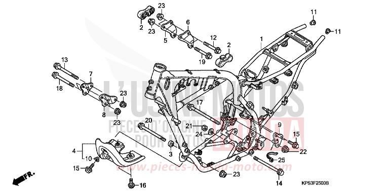 FRAME BODY for CRF230F EXTREME RED (R292) from 2009