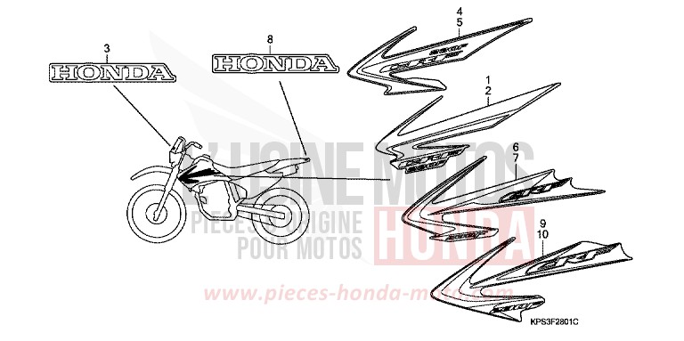 STRIPE/MARK (CRF230F7/8/9/B) for CRF230F EXTREME RED (R292) from 2009