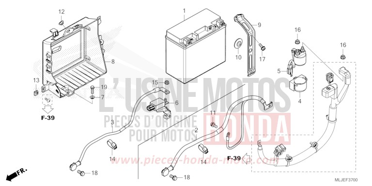 BATTERY for GL1800 HEAVY GRAY METALLIC-U (NH194B) from 2024
