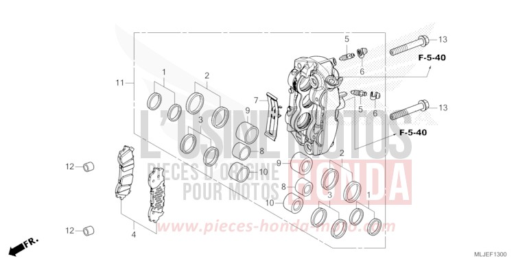 LEFT FRONT BRAKE CALIPER for GL1800 BETA SILVER METALLIC (NHC07E) from 2024