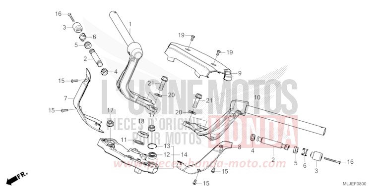 HANDLE PIPE/TOP BRIDGE for GL1800 PEARL GLARE WHITE (NHB53B) from 2024