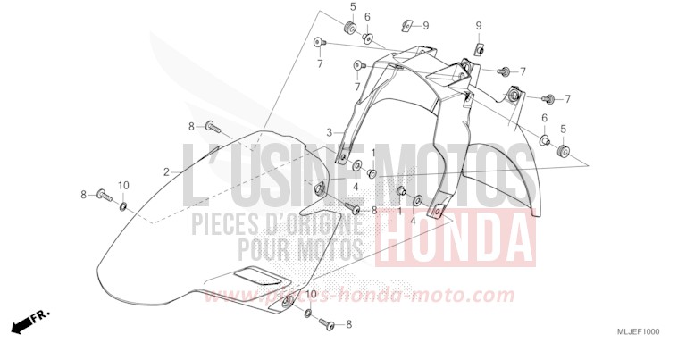 FRONT FENDER for GL1800 PEARL GLARE WHITE (NHB53B) from 2024