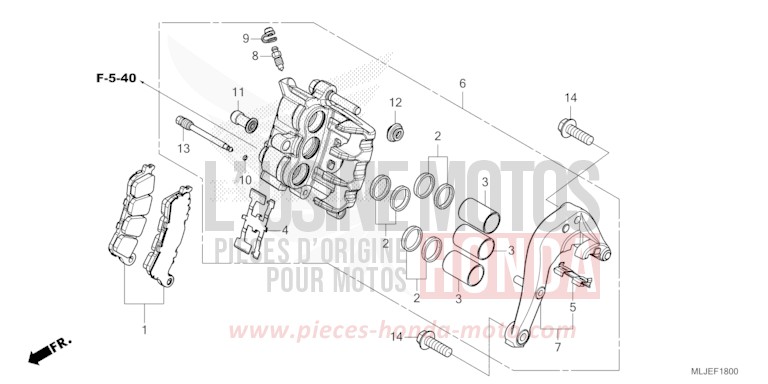 REAR BRAKE CALIPER for GL1800 PEARL GLARE WHITE (NHB53B) from 2024