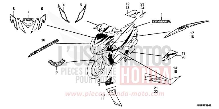 MARK/STRIPE (NSC502WH-2E,2F,3ED) for NSC50WH VIBRANT ORANGE (YR250) from 2013